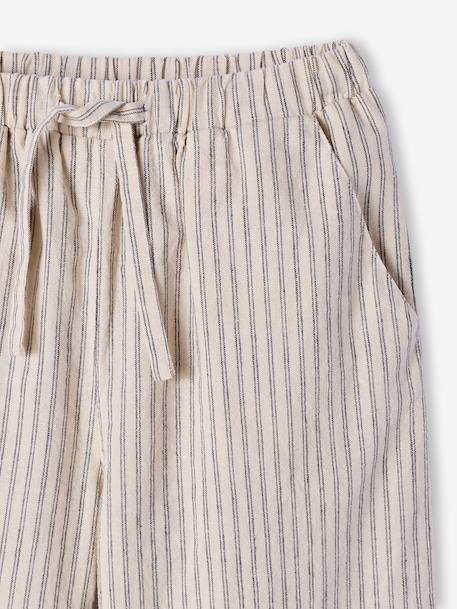 Pantalon large fille fluide rayé beige 6 - vertbaudet enfant 
