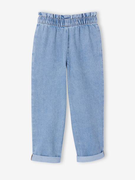 Pantalon paperbag denim bleu clair+bleu moyen 2 - vertbaudet enfant 