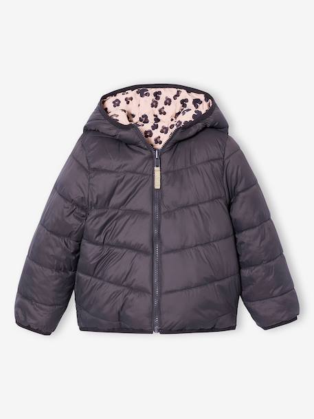 Doudoune fille légère réversible anthracite+rose pâle 7 - vertbaudet enfant 