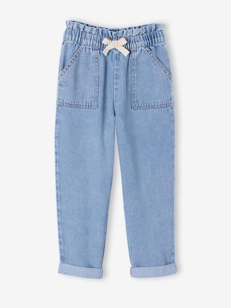 Fille-Jean-Pantalon paperbag denim