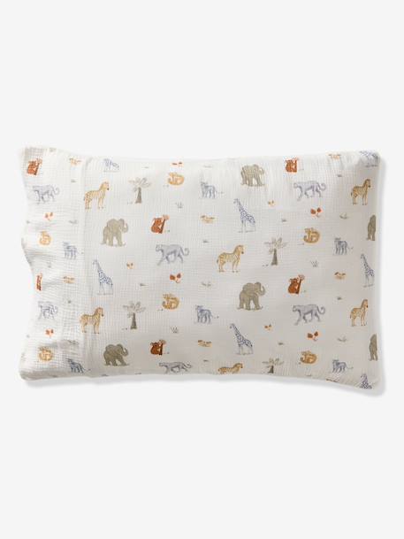 Parure housse de couette et taie d'oreiller MISSION SAFARI en gaze de coton, avec coton recyclé écru 10 - vertbaudet enfant 