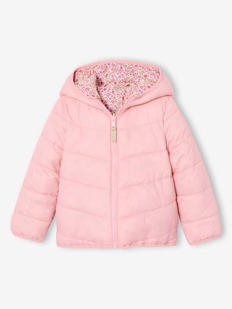 Doudoune fille légère réversible anthracite+rose pâle 9 - vertbaudet enfant 