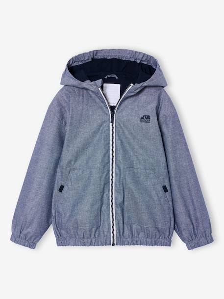 Coupe-vent garçon capuche zippé bleu chambray 1 - vertbaudet enfant 