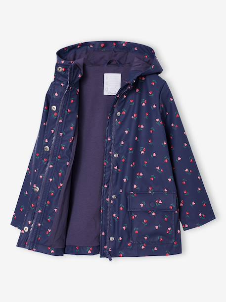 Ciré fille à capuche imprimé marine+multicolore+vanille 2 - vertbaudet enfant 