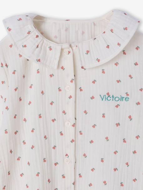 Pyjama fille gaze de coton fleurs écru 6 - vertbaudet enfant 