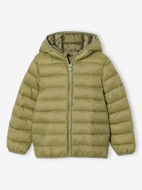 Doudoune garçon légère à capuche bleu jean+bleu moyen+marine+noir+noisette+noix de pécan+olive+rouge+vert émeraude 25 - vertbaudet enfant 