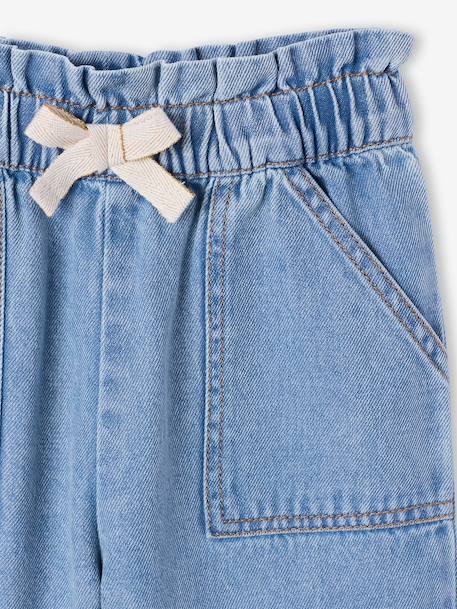 Pantalon paperbag denim bleu clair+bleu moyen 3 - vertbaudet enfant 