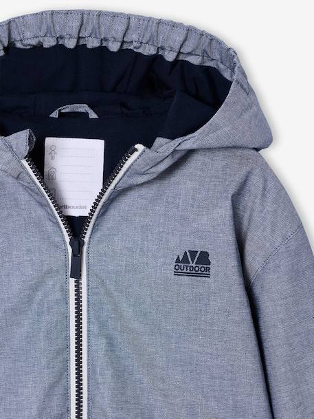Coupe-vent garçon capuche zippé bleu chambray 3 - vertbaudet enfant 