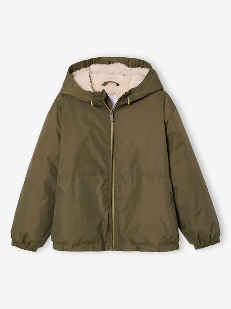 Coupe-vent garçon doublé sherpa à capuche caramel+kaki+marine+olive 23 - vertbaudet enfant 