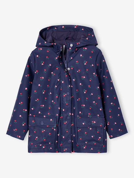 Ciré fille à capuche imprimé marine+multicolore+vanille 1 - vertbaudet enfant 