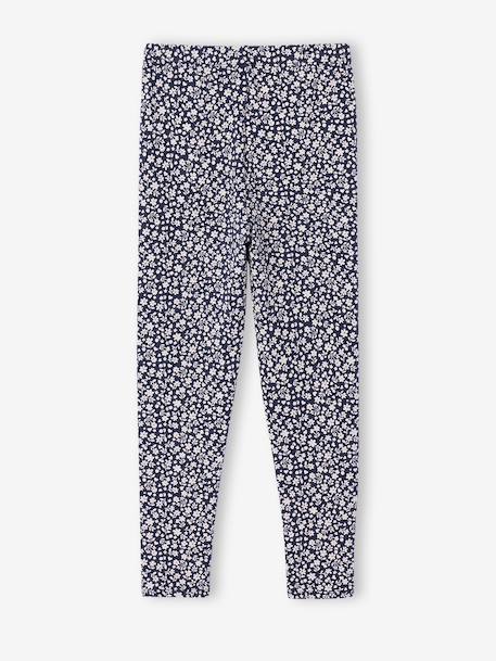 Lot de 2 leggings fille Basics indigo+kaki+marron imprimé+vert sauge 4 - vertbaudet enfant 