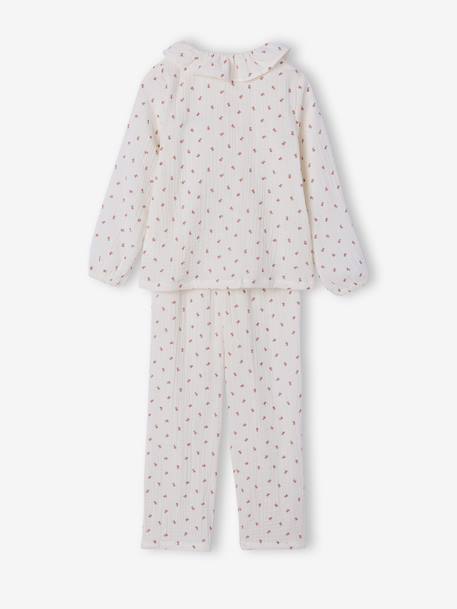 Pyjama fille gaze de coton fleurs écru 5 - vertbaudet enfant 