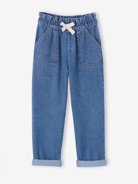 Fille-Jean-Pantalon paperbag denim