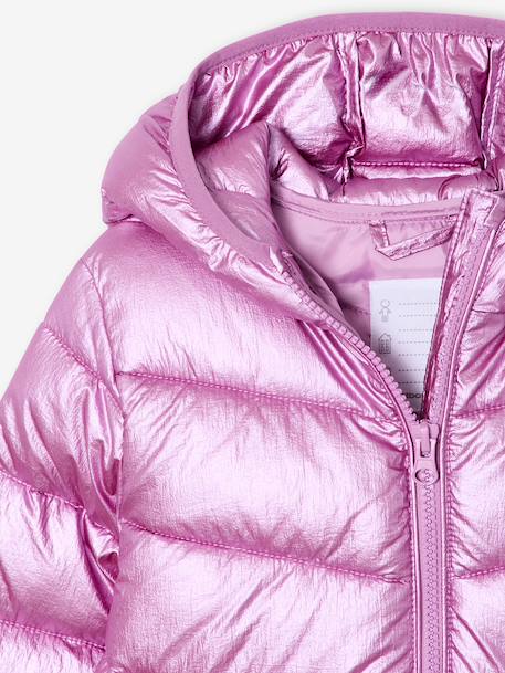 Doudoune fille légère à capuche effet brillant métallisé or+rose 12 - vertbaudet enfant 