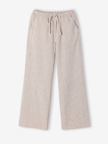 Pantalon large fille fluide rayé beige 4 - vertbaudet enfant 