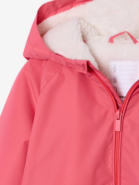 Coupe-vent fille à capuche doublé sherpa rose 6 - vertbaudet enfant 
