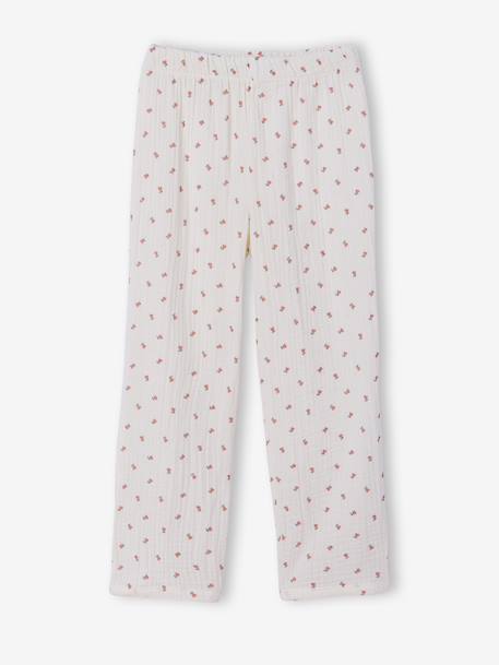 Pyjama fille gaze de coton fleurs écru 3 - vertbaudet enfant 