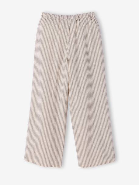 Pantalon large fille fluide rayé beige 5 - vertbaudet enfant 