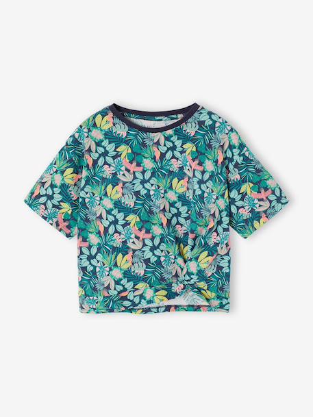 Fille-T-shirt manches courtes tropical à nœud 