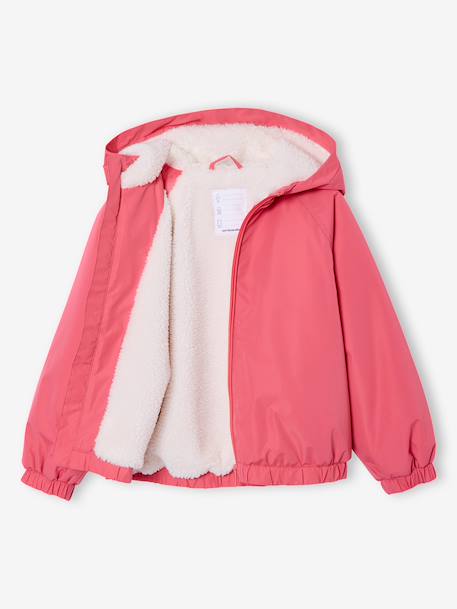 Coupe-vent fille à capuche doublé sherpa rose 4 - vertbaudet enfant 