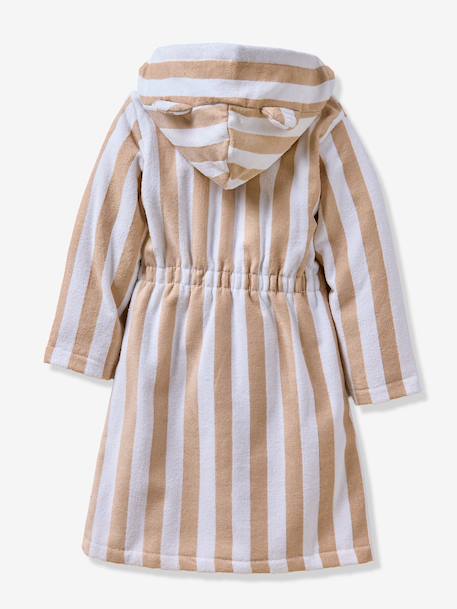 Peignoir enfant rayé Ours personnalisable, avec coton recyclé rayé beige 3 - vertbaudet enfant 