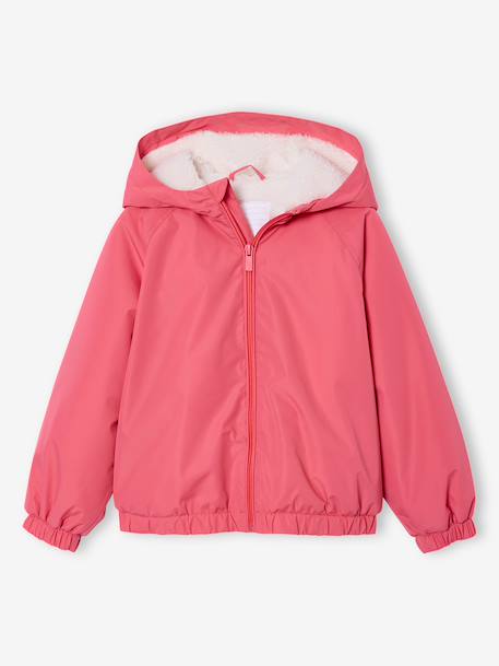 Coupe-vent fille à capuche doublé sherpa rose 3 - vertbaudet enfant 