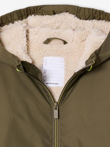 Coupe-vent garçon doublé sherpa à capuche caramel+kaki+marine+olive 25 - vertbaudet enfant 