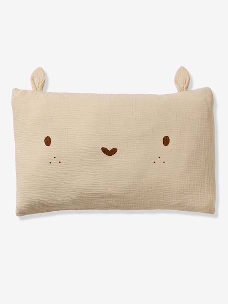 Taie d'oreiller bébé lapin en gaze de coton vanille 2 - vertbaudet enfant 