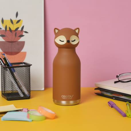 Gourde isotherme bestie renard (460 ml) Marron, écru, noir 2 - vertbaudet enfant 