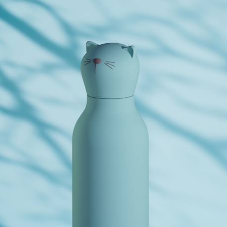 Gourde isotherme bestie chat (460 ml) Bleu, marron 4 - vertbaudet enfant 