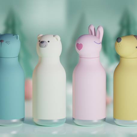 Gourde isotherme bestie chat (460 ml) Bleu, marron 5 - vertbaudet enfant 