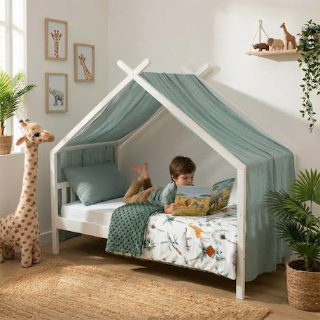 Couverture réversible en minky safari Gris+Vert 8 - vertbaudet enfant 