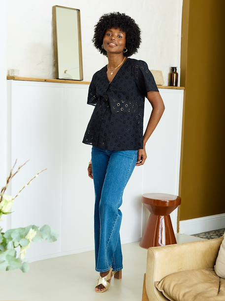 Chemisier grossesse et allaitement en broderie anglaise kaki+noir 8 - vertbaudet enfant 