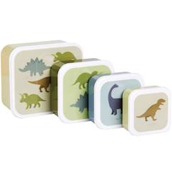 Puériculture-Lot de 4 boîtes à goûter dinosaure