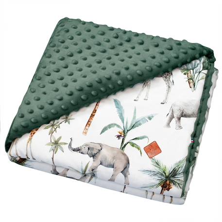 Couverture réversible en minky safari Gris+Vert 7 - vertbaudet enfant 