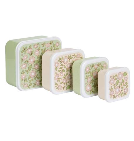 Lot de 4 boîtes à goûter fleurs Vert, rose, blanc 1 - vertbaudet enfant 
