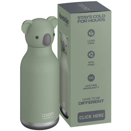 Gourde isotherme bestie koala (460 ml) Vert, marron 5 - vertbaudet enfant 