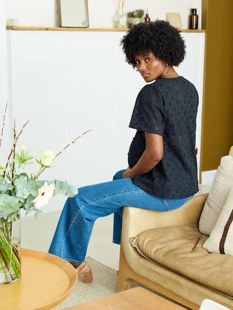 Chemisier grossesse et allaitement en broderie anglaise kaki+noir 9 - vertbaudet enfant 