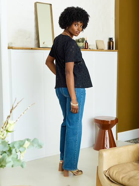 Chemisier grossesse et allaitement en broderie anglaise kaki+noir 10 - vertbaudet enfant 