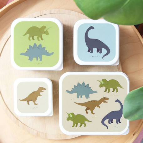 Lot de 4 boîtes à goûter dinosaure Vert, bleu 4 - vertbaudet enfant 