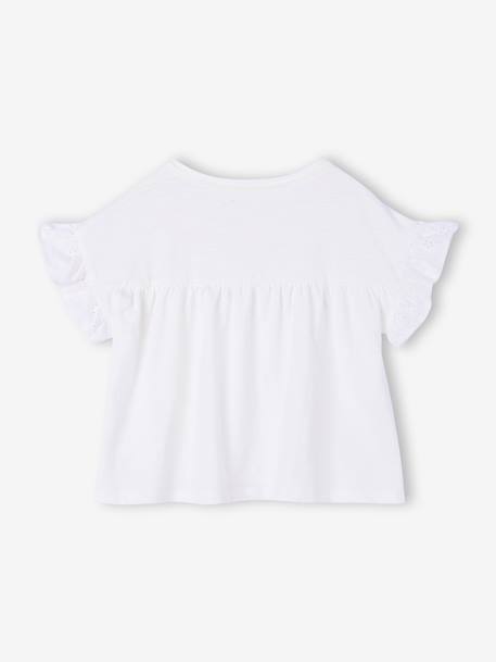 T-shirt fille manches détails brodés corail+écru+kaki 6 - vertbaudet enfant 