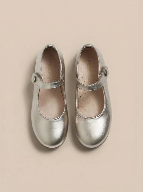Babies en cuir irisé fille Blanc casse+Dore 9 - vertbaudet enfant 