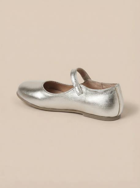 Babies en cuir irisé fille Blanc casse+Dore 8 - vertbaudet enfant 