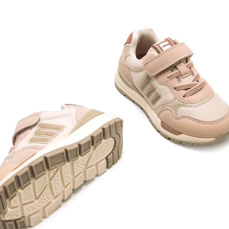 Sneakers filles textile lacets- fermeture adhésive Beige clair+Pink 9 - vertbaudet enfant 