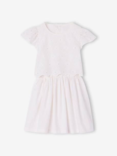 Robe patineuse fille bi-matière blanc 3 - vertbaudet enfant 
