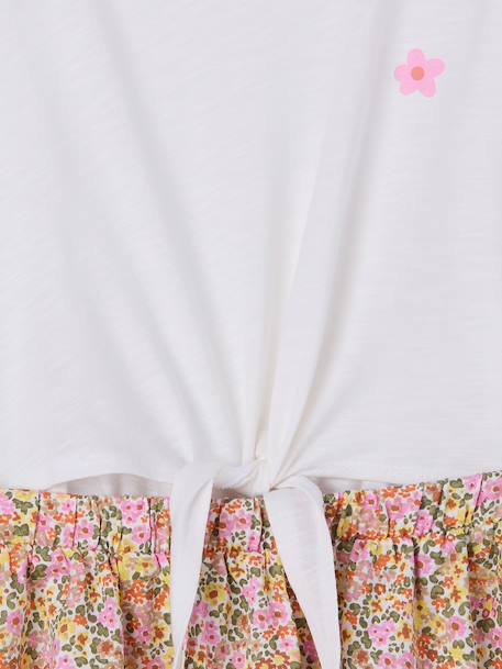 Robe fille effet 2 en 1 blanc imprimé+écru+marine+vanille 3 - vertbaudet enfant 