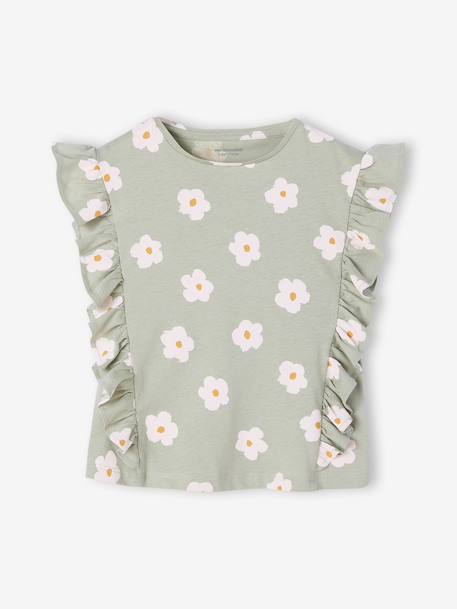 T-shirt manches courtes fille volants marine+vert sauge 6 - vertbaudet enfant 