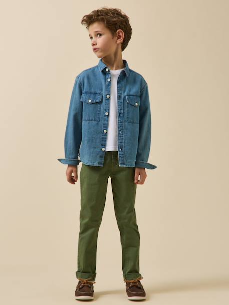 Pantalon 5 poches garçon Denim bleu+Kaki+Marine clair+Toffee 7 - vertbaudet enfant 