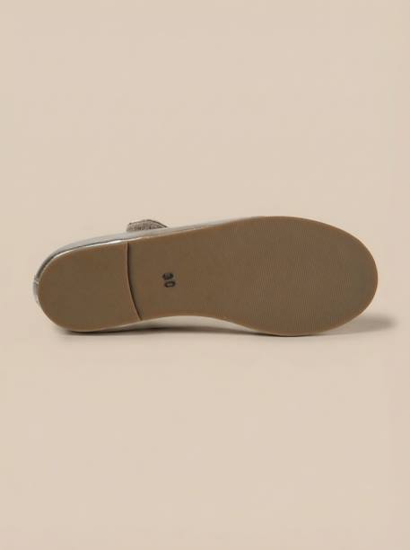 Babies en cuir irisé fille Blanc casse+Dore 10 - vertbaudet enfant 