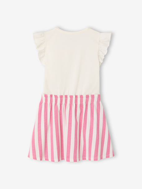 Robe fille effet 2 en 1 écru+indigo+rayé rose+rose pâle 15 - vertbaudet enfant 